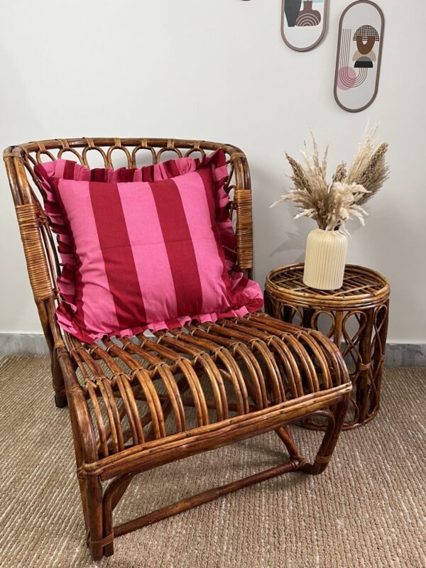 The Scarlet Ruffle Striped Pillow Cover