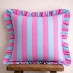 Cotton Candy Stripe Ruffle Cushion Cover