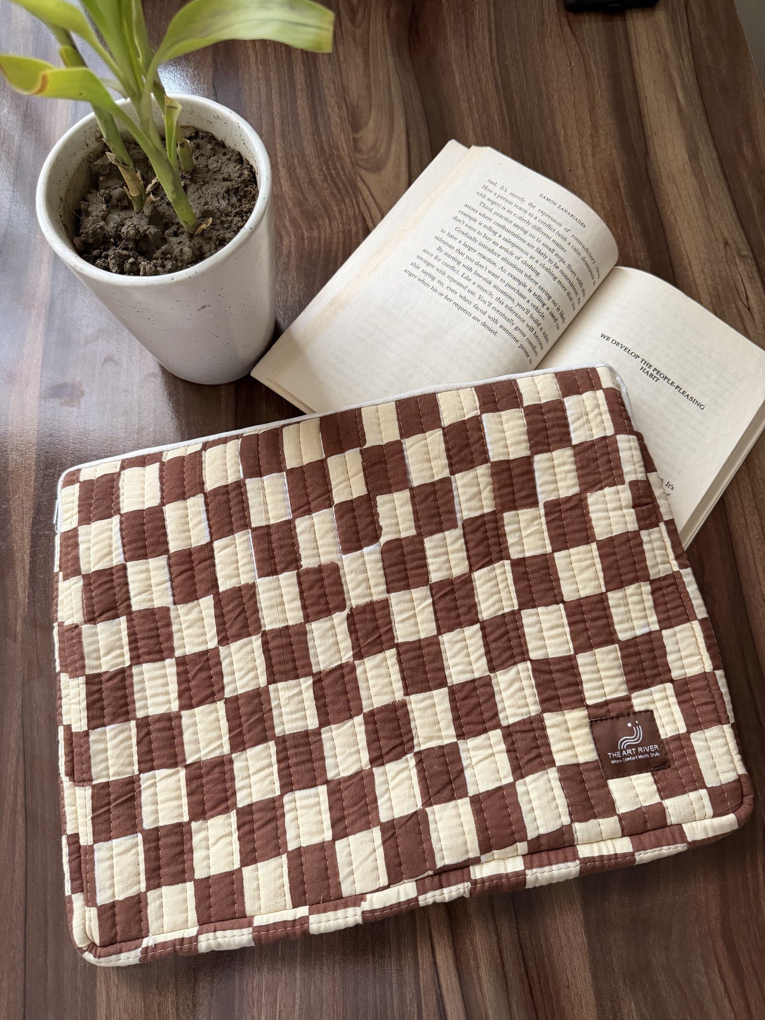 Mocha Check Laptop Sleeve